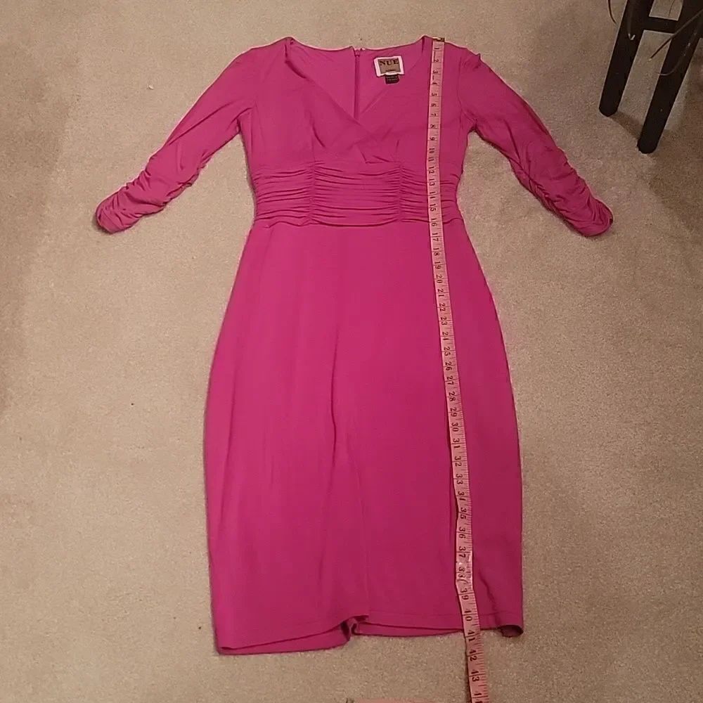 Nue by Shani hot pink ruched long sleeve dress - Picture 5 of 10